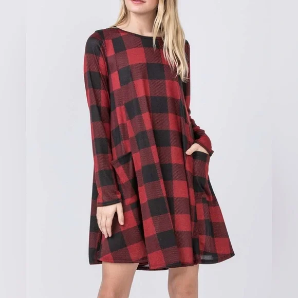 check a line dress Threadbare Women's Mono Check A-Line Mini Pinafore Dress main image 1